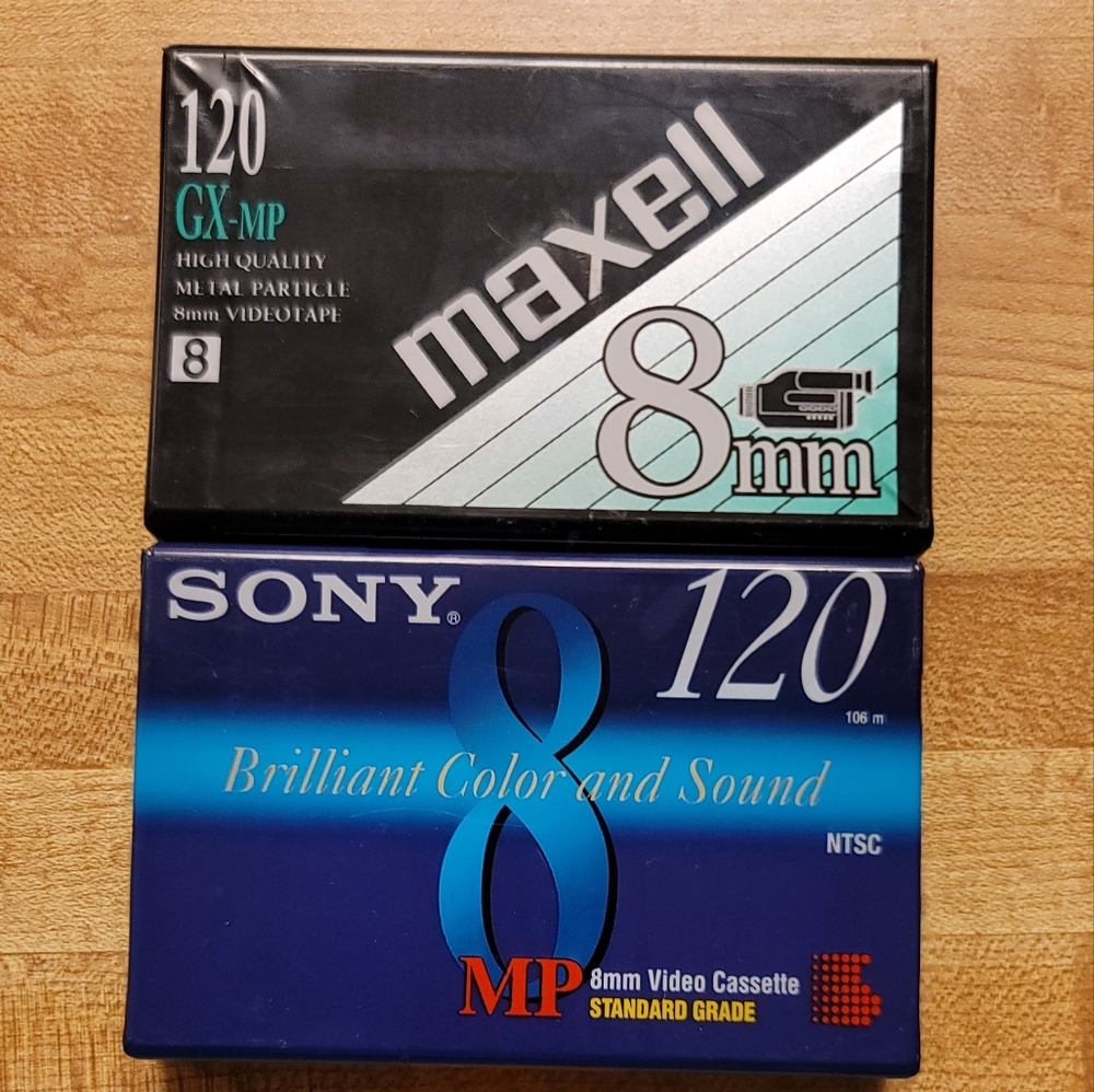New 2 Sony/maxell 8mm 120min Cassettes